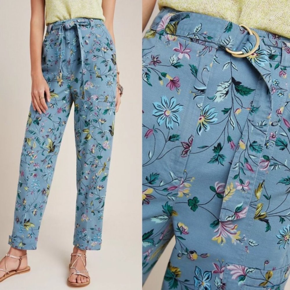Anthropologie Victoria Floral Cargo Pants Size 2